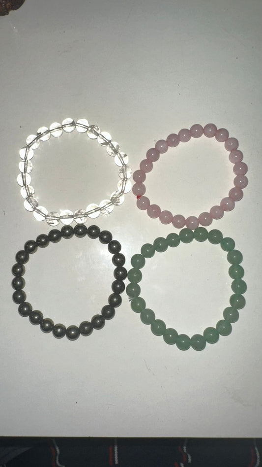 Crystal Bracelet Combo (Set of 4) – Love, Clarity, Wealth & Luck 🌸💎💰🍀